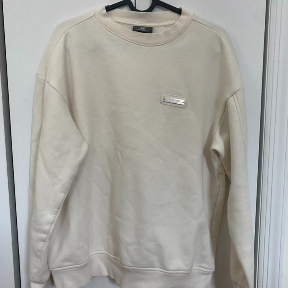 H&M Cream Apliquéd Crewneck Sweater